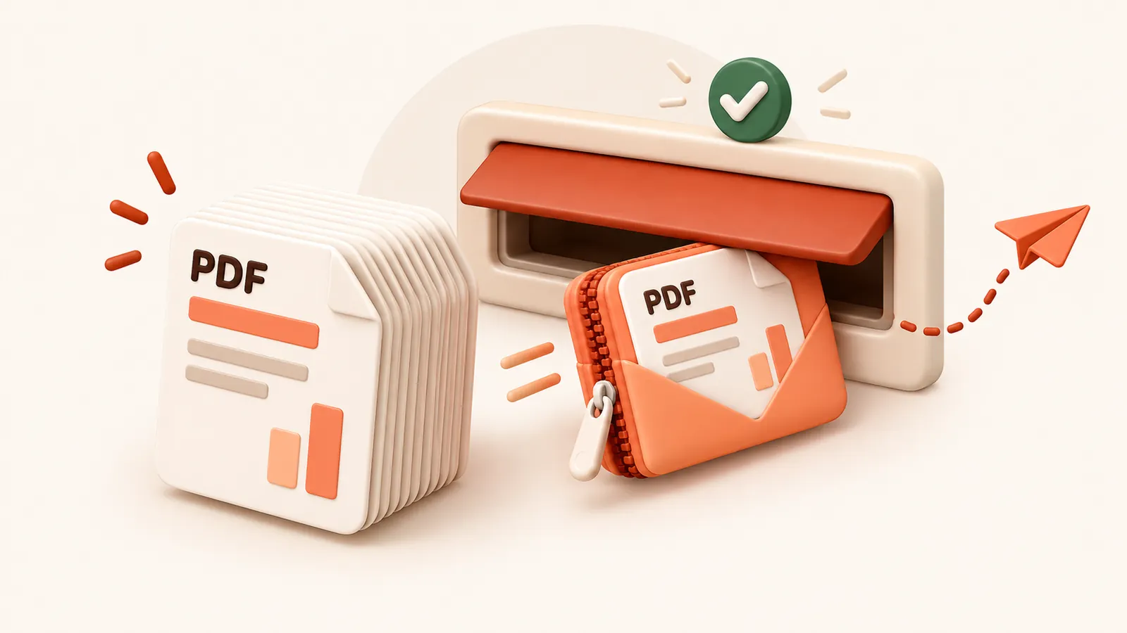 A thick PDF stuck at a mail slot while its zipped, slimmer copy slides through