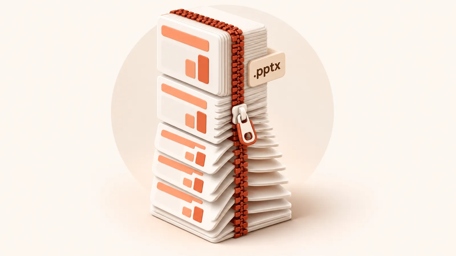A zipper pressing a loose stack of slides into a slim block