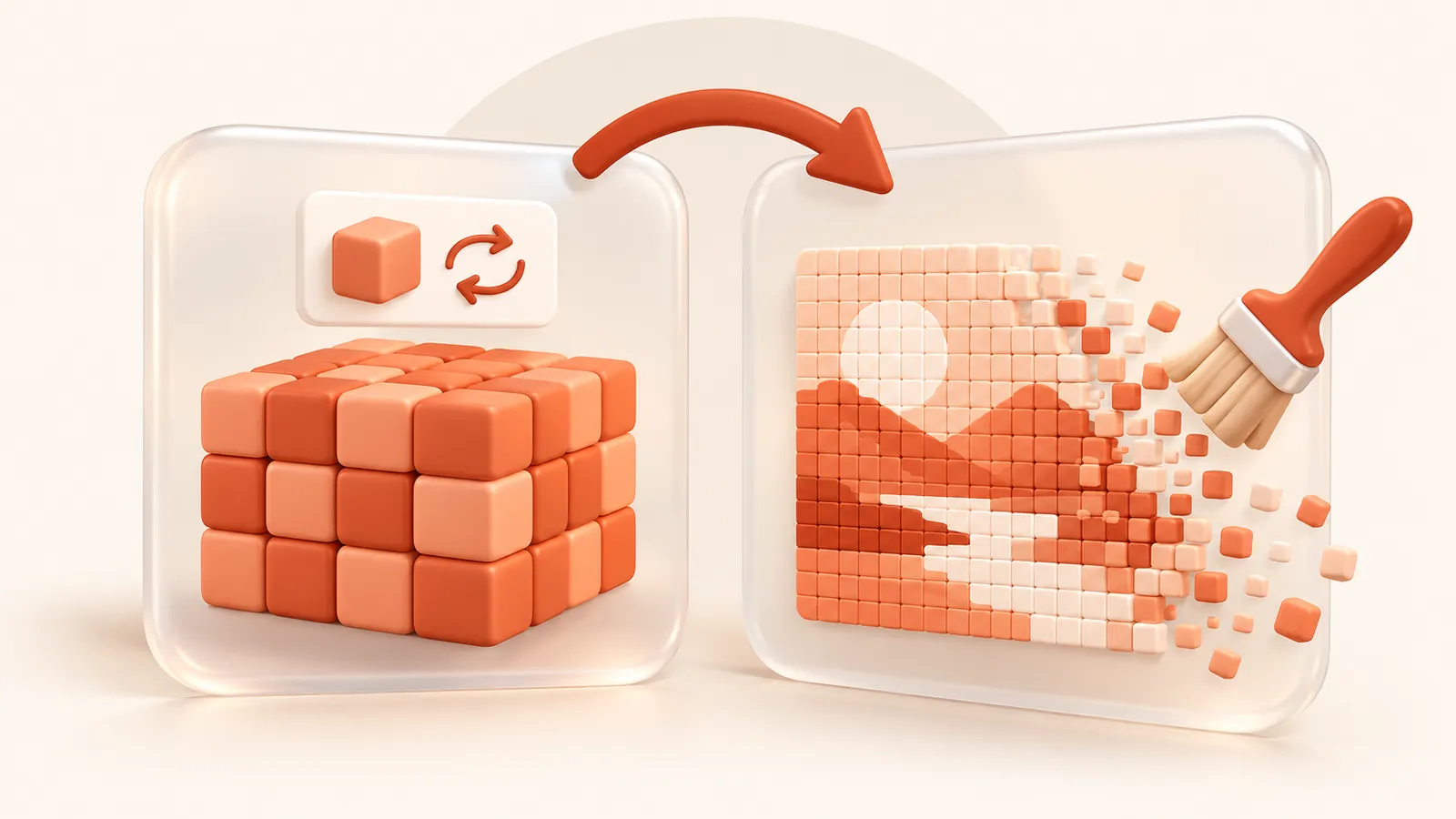 Two panels comparing lossless block packing with lossy photo smoothing